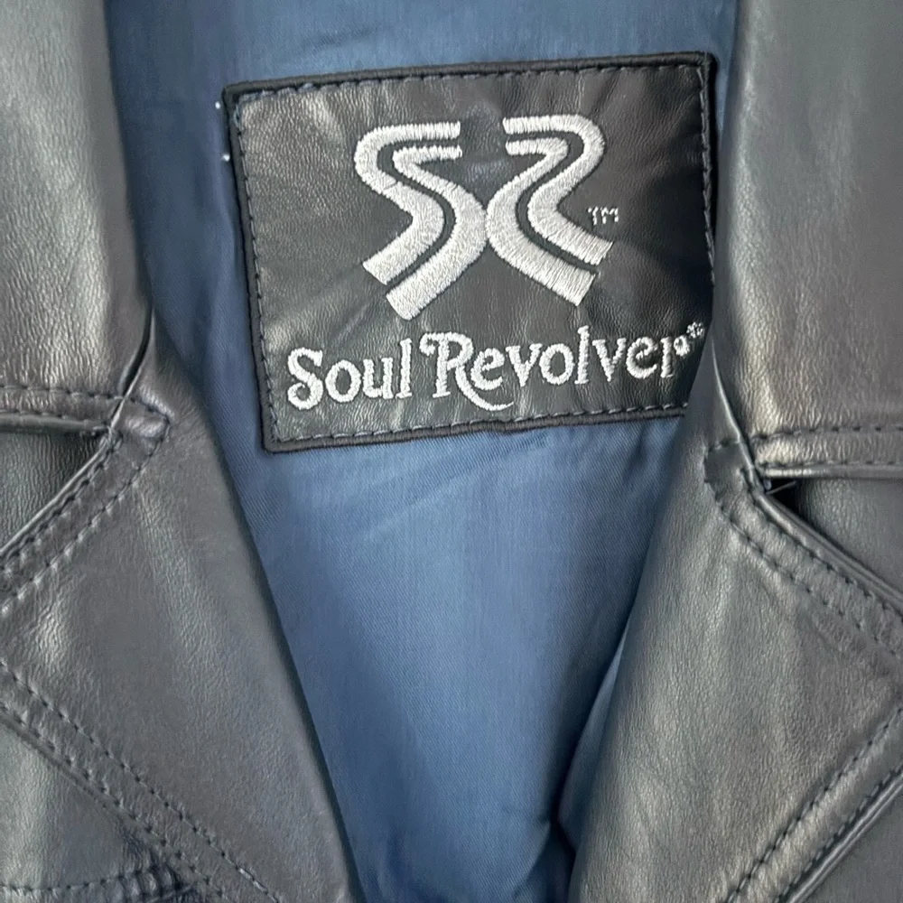 REVOLVE Dark Blue Leather Field Jacket - Picture 6 of 12